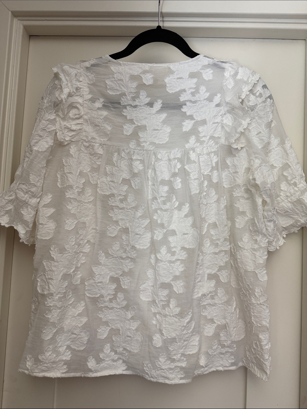 Sezane Paolina Blouse White Lace Floral - Picture 10 of 10